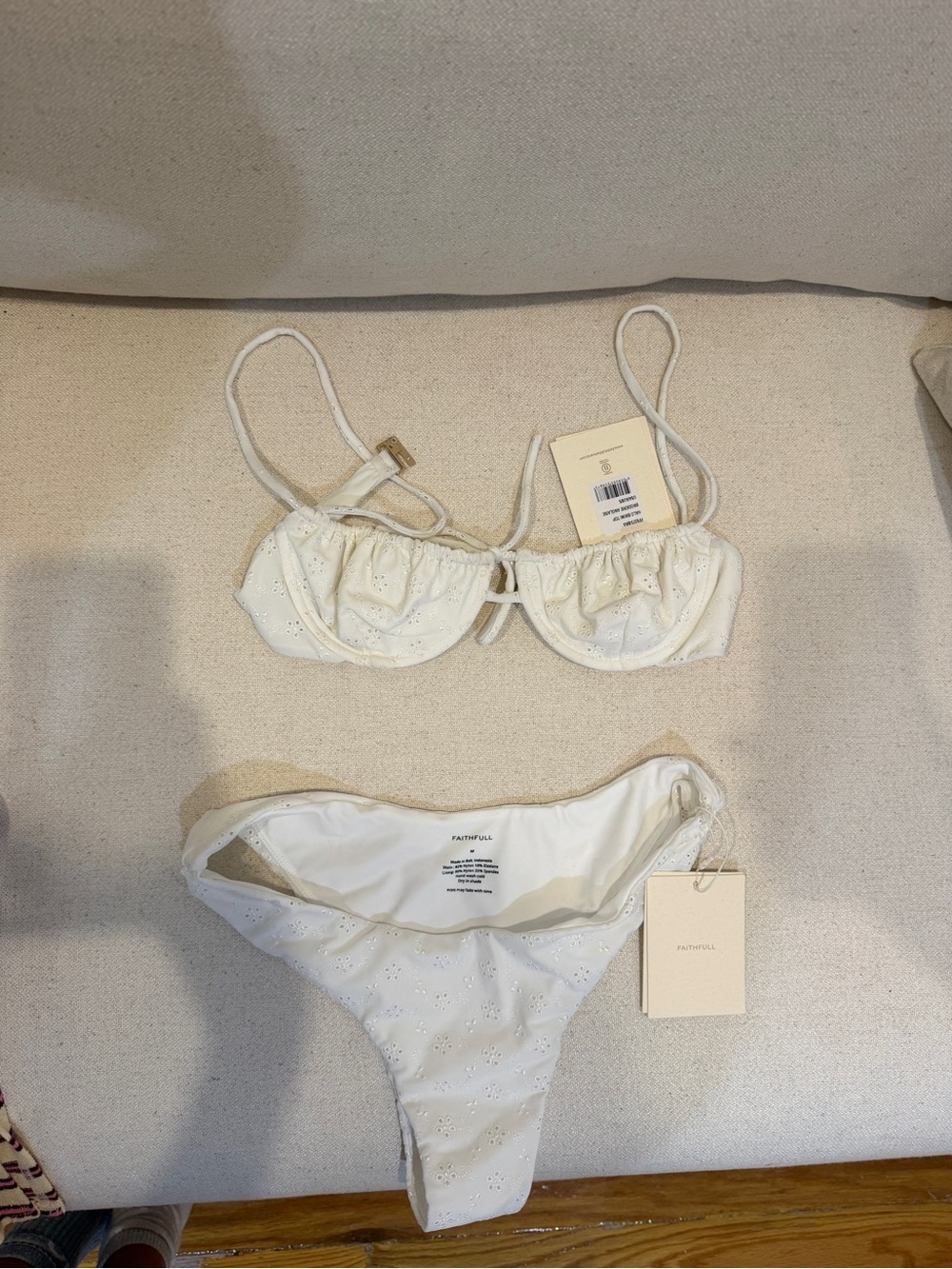 Faithfull the Brand Cream Eyelet Bandeau Bikini Set - Picture 5 of 7
